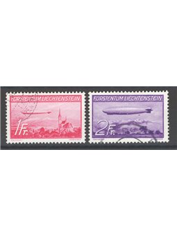 Liechtenstein 1936 P.A. 1° Volo in America del dirigibile Hidenburg serie n° 15/16 Cat. € 240 U