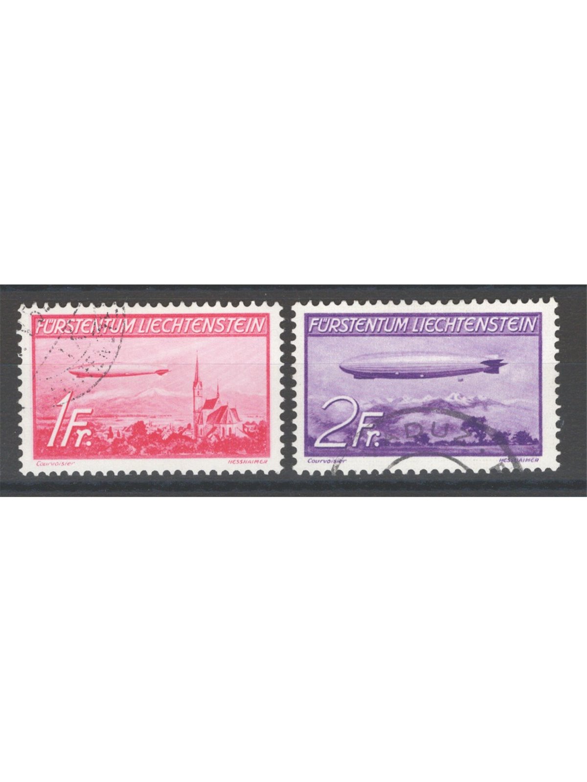 Liechtenstein 1936 P.A. 1st Flight to America of the Hindenburg airship series No. 15/16 Cat. €240 U