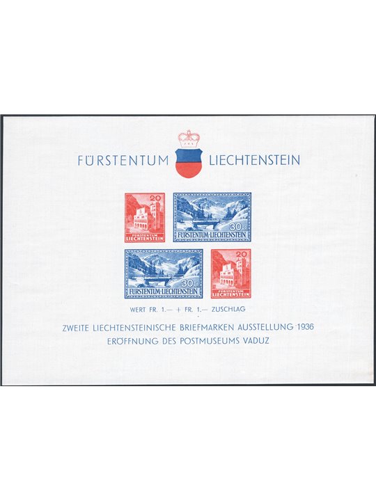 Liechtenstein 1936 BF II Vaduz Philatelic Exhibition No. 2 Cat. €80 (**)