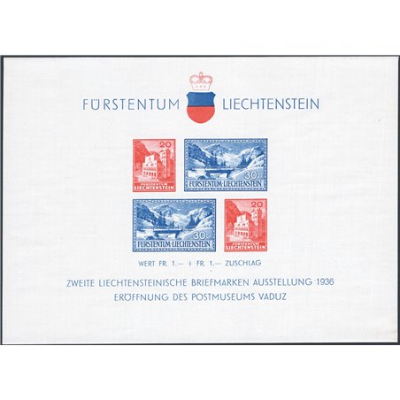 Liechtenstein 1936 BF II Vaduz Philatelic Exhibition No. 2 Cat. €80 (**)