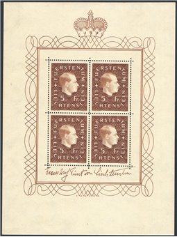 Liechtenstein 1939 BF IV Vaduz Philatelic Exhibition no. 4 Cat. €200 (**)