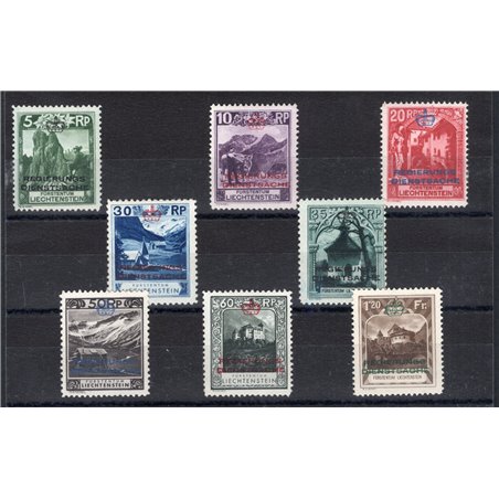 Liechtenstein 1932 1930 Scenery Series overprinted “Regierungs Dienstsache” and crown the most common perforations series no. 1/
