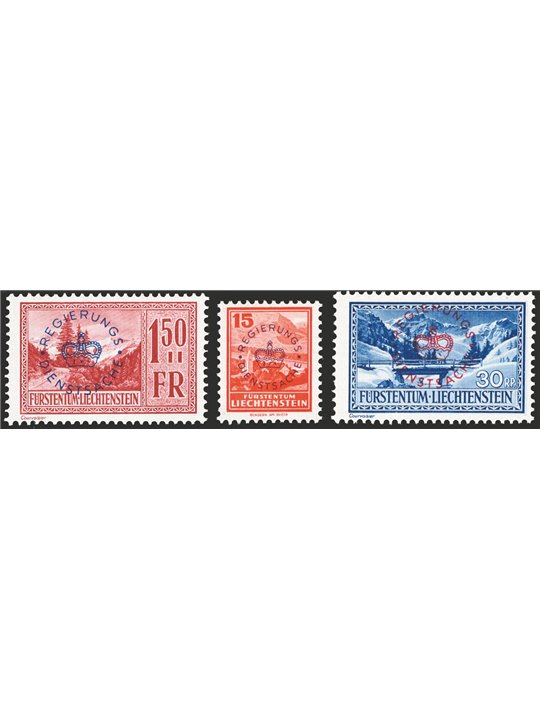 Liechtenstein 1935 Servizio vedute soprast. serie n° 17/19 Cat. € 185 (**)