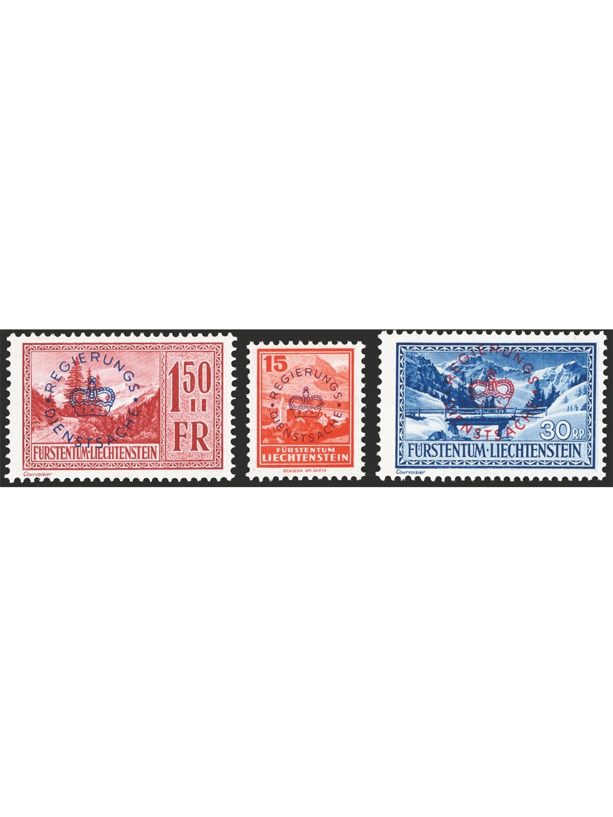 Liechtenstein 1935 Overprinted Scenic Service series no. 17/19 Cat. €185 (**)