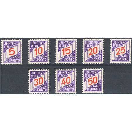 Liechtenstein 1928 Segnatasse cifra al centro serie n° 13/20 Cat. € 130 (**)