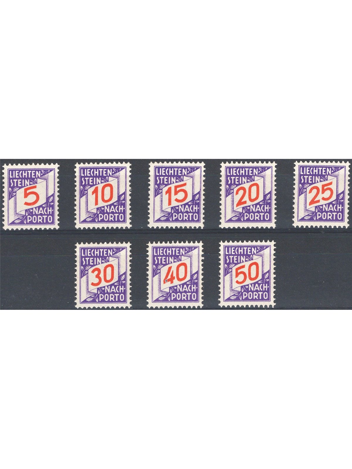Liechtenstein 1928 Segnatasse cifra al centro serie n° 13/20 Cat. € 130 (**)