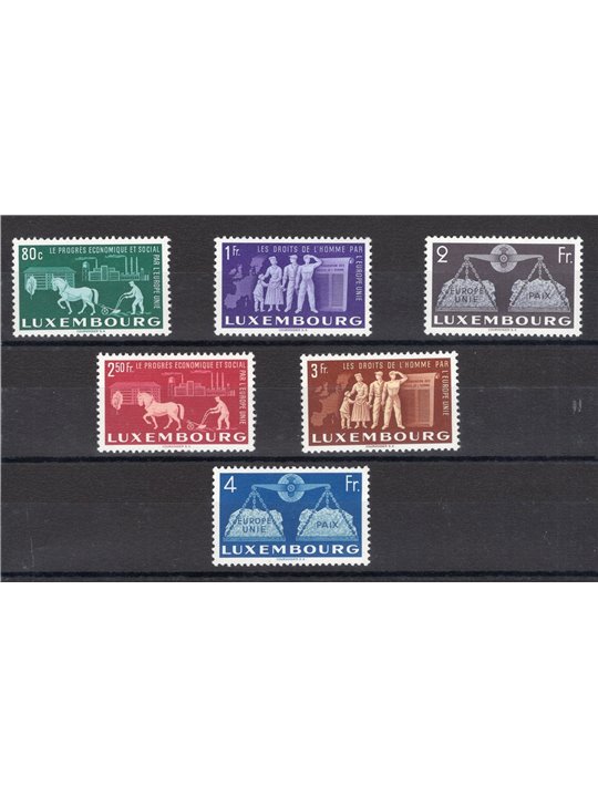 Lussemburgo 1951 Pro Europa Unita serie n° 443/48 Cert. CiBaFil Cat. € 260 (**)