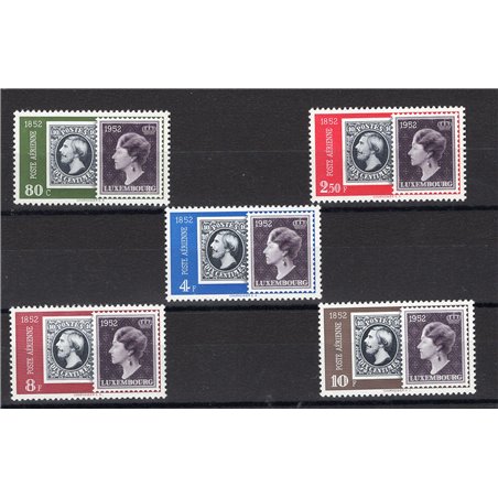 Lussemburgo 1952 P.A. Centenario del Francobollo serie n° 16/20 Cat. € 110 (**)