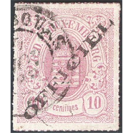 Lussemburgo 1875/91 Servizio francobollo del 1865 10 c. grigio lilla con soprast. “OFFICIEL” n° 3A. Firm. AD ED Raybaudi Cat. € 