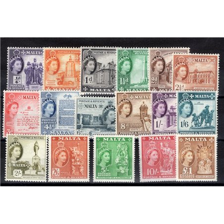 Malta 1956/57 Definitiva Elisabetta serie n° 239/55 Cat. € 160 (**)