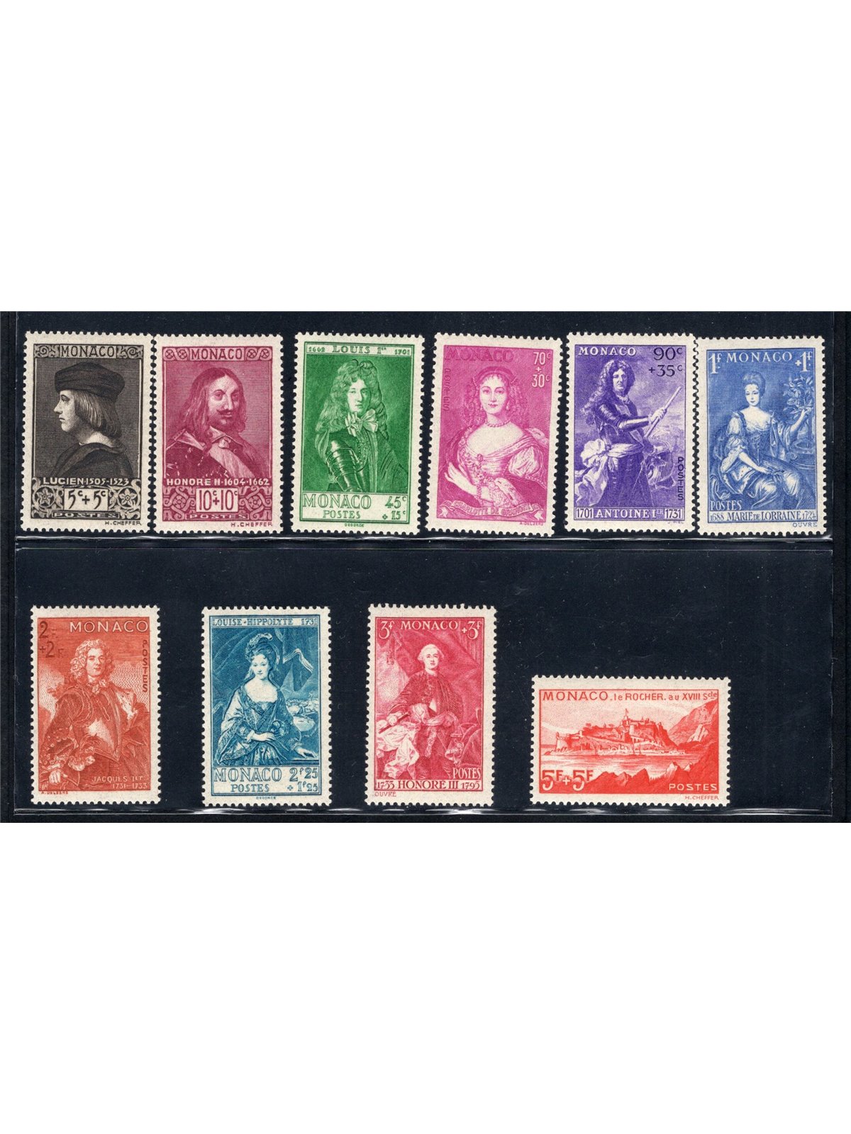 Monaco 1939 Pro Opere di Beneficenza n° 185/94 Cert. CiBaFil Cat. € 570 (**)