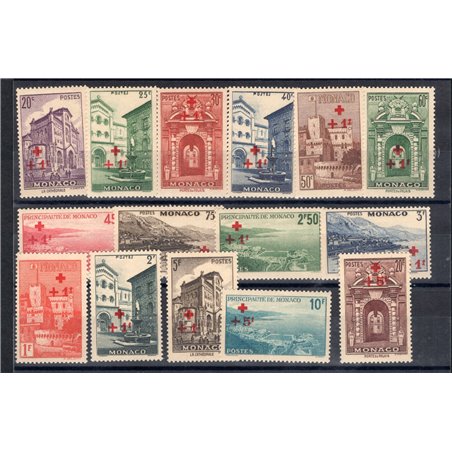 Monaco 1940 Red Cross overprint series no. 200/214. CiBaFil cert Cat. €410 (**)
