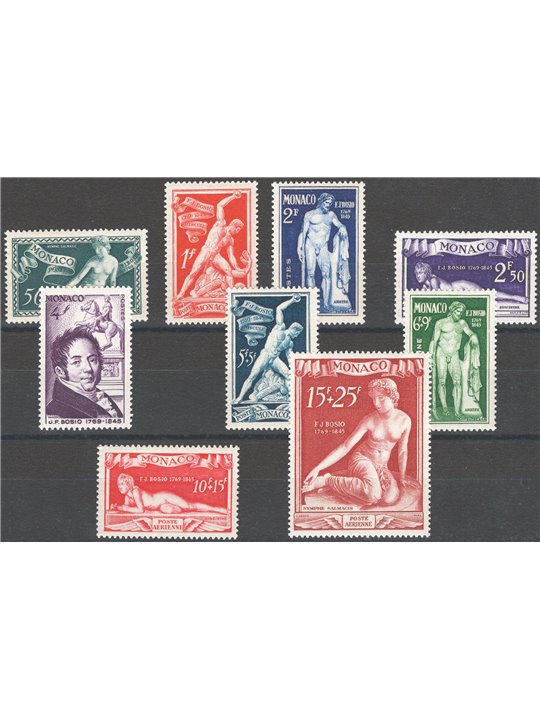 Monaco 1948 Scultore Bosio serie n° 28/31 + P.A. 28/31 Cat. € 130 (**)