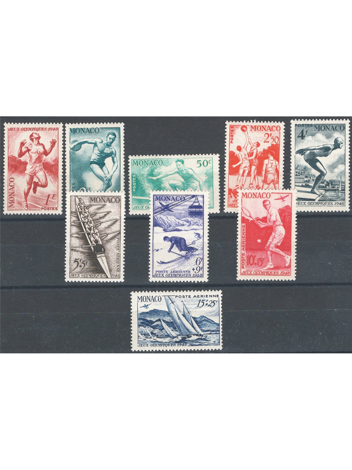 Monaco 1948 London Olympics series no. 315/23 + P.A. 32/35 Cat. €130 (**)