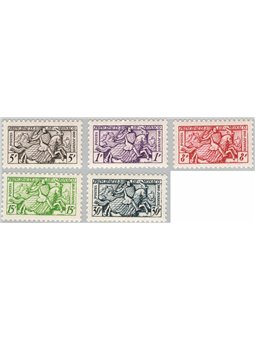 Monaco 1951 Cavaliere serie n° 371/75 Cat. € 70 (**)