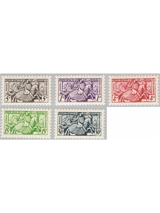 Monaco 1951 Cavaliere serie n° 371/75 Cat. € 70 (**)