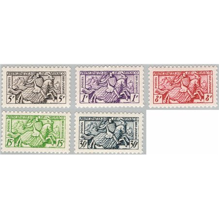 Monaco 1951 Cavaliere serie n° 371/75 Cat. € 70 (**)
