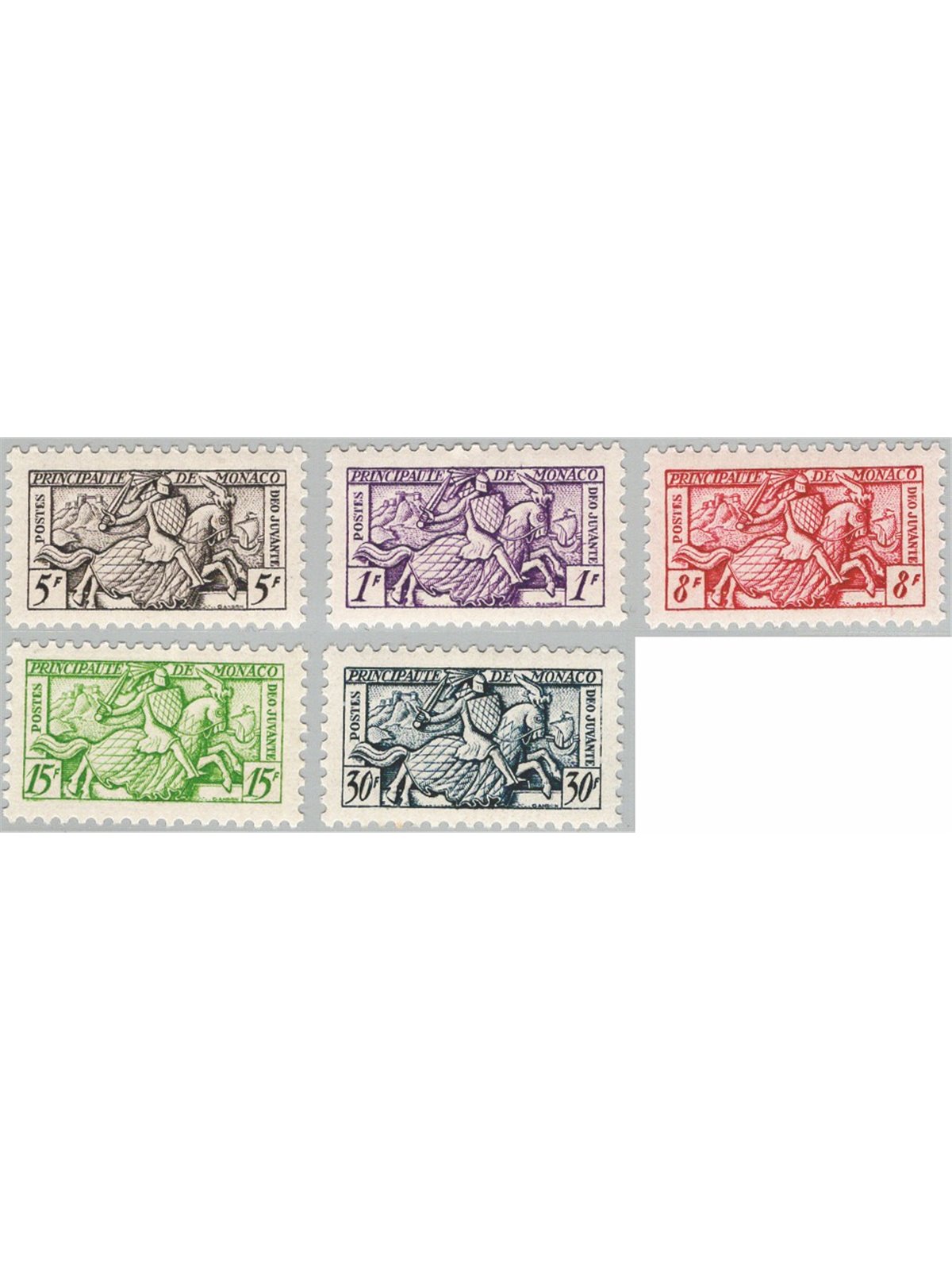 Monaco 1951 Cavaliere serie n° 371/75 Cat. € 70 (**)