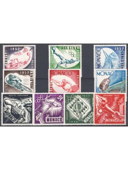 Monaco 1953 Helsinki Olympics series no. 386/91 + P.A. 51/54 Cat. €100 (**)