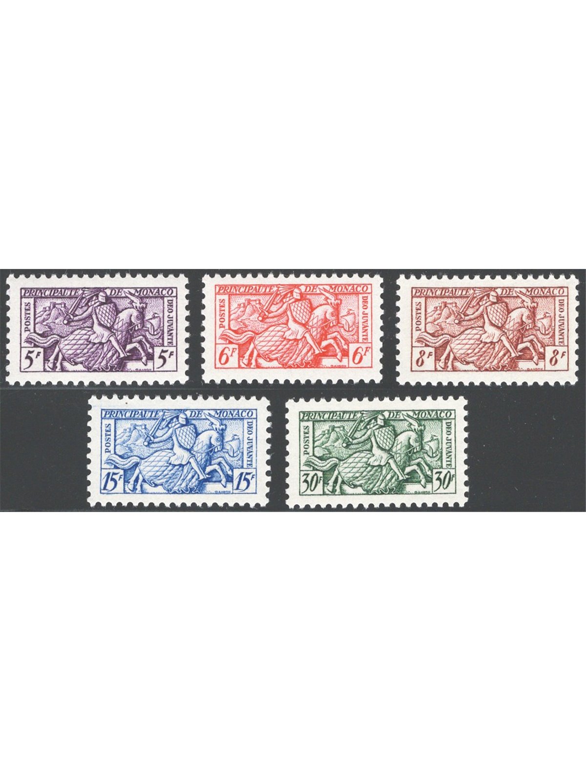 Monaco 1955 Knight series no. 415/19 Cat. €85 (**)