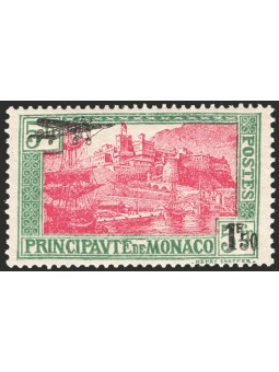 Monaco 1933 P.A. tipo del 1924 con soprast. in nero aereo e nuovo valore 1 f. 50 n° 1 Cat. € 75
