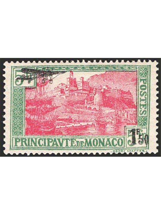 Monaco 1933 First issue 1924 type with overprint in air black and new value 1 f. 50 no. 1 Cat. €75