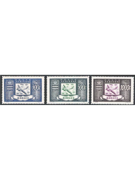 Monaco 1949 First issue 1946 types with new values series no. 42/44 Cat. €250 (**)