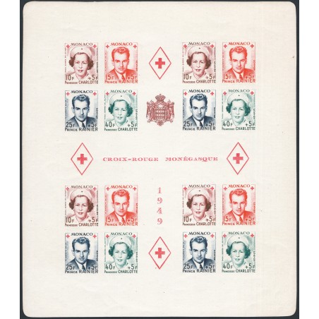 Monaco 1949 BF Croce Rossa i due foglietti dent. e non dent. serie n° 3A/3B Cert. CiBaFil Cat. € 990 (**)