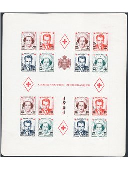 Monaco 1951 BF Croce Rossa soprast. i due foglietti dent. e non dent. serie n° 4A/4B Cert. CiBaFil Cat. € 1.060 (**)