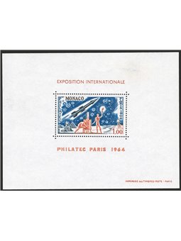 Monaco 1964 BFS Expo "Philatec" n° 5 piccola aderenza di colla sul fronte Cat. € 930 (**)
