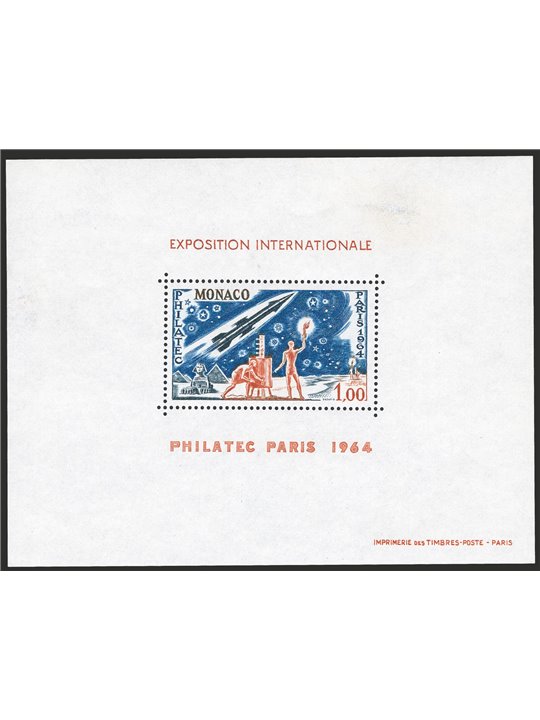 Monaco 1964 BFS Expo “Philatec” No. 5 small trace of glue on the front Cat. €930 (**)