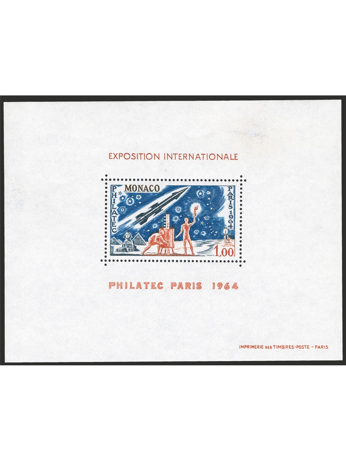 Monaco 1964 BFS Expo “Philatec” No. 5 small trace of glue on the front Cat. €930 (**)