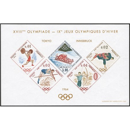 Monaco 1964 BFS Tokyo Olympics the special sheet No. 7. CiBaFil cert Cat. €915 (**)