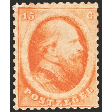 Olanda 1864 Re Guglielmo III 15 c. arancio n° 6 Cert. Apicella Cat. € 1.800 (*)