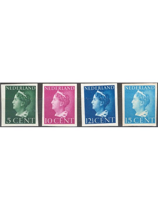 Olanda 1940 Regina Guglielmina la serie dei 4 valori conosciuti non dent. n° 332 + 334/36 (**)