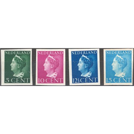 Olanda 1940 Regina Guglielmina la serie dei 4 valori conosciuti non dent. n° 332 + 334/36 (**)