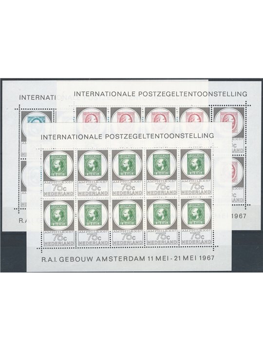 Olanda 1967 Minifogli Expo Filatelica di Amsterdam Amphilex n° 852/54 Cat. € 120 (**)