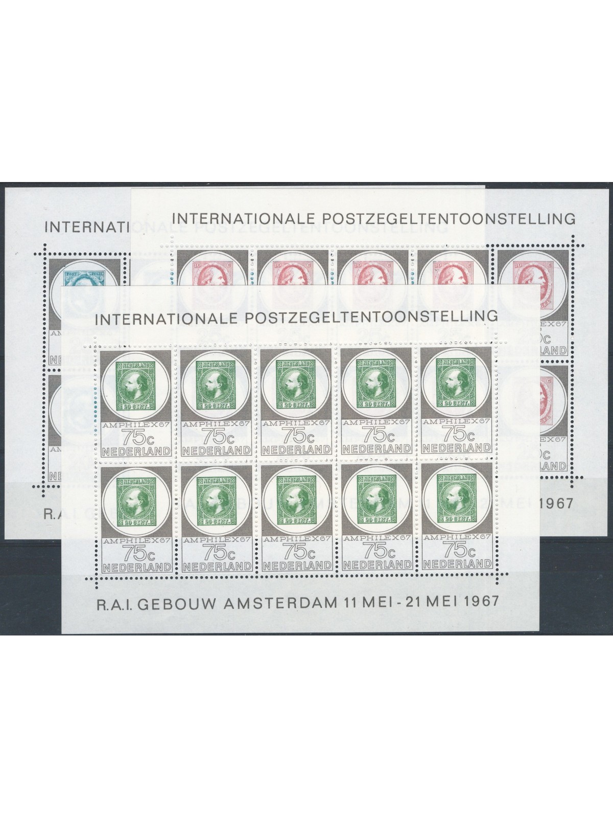 Netherlands 1967 Amsterdam Philatelic Expo Amphilex mini-sheets no. 852/54 Cat. €120 (**)
