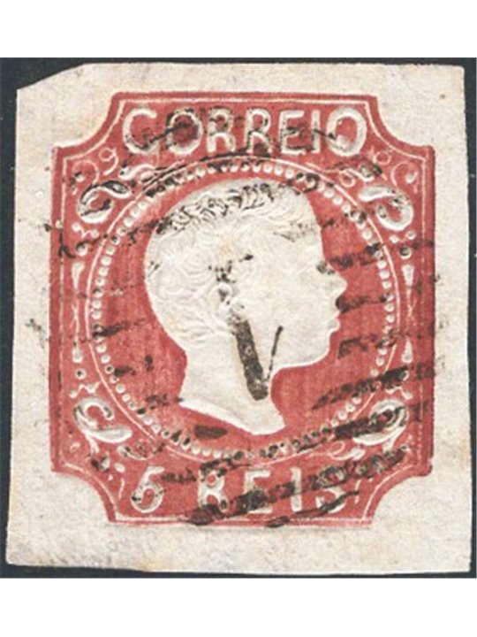 Portugal 1856 King Peter V 5 r. brown-yellow no. 9 Cat. € 70 (U)
