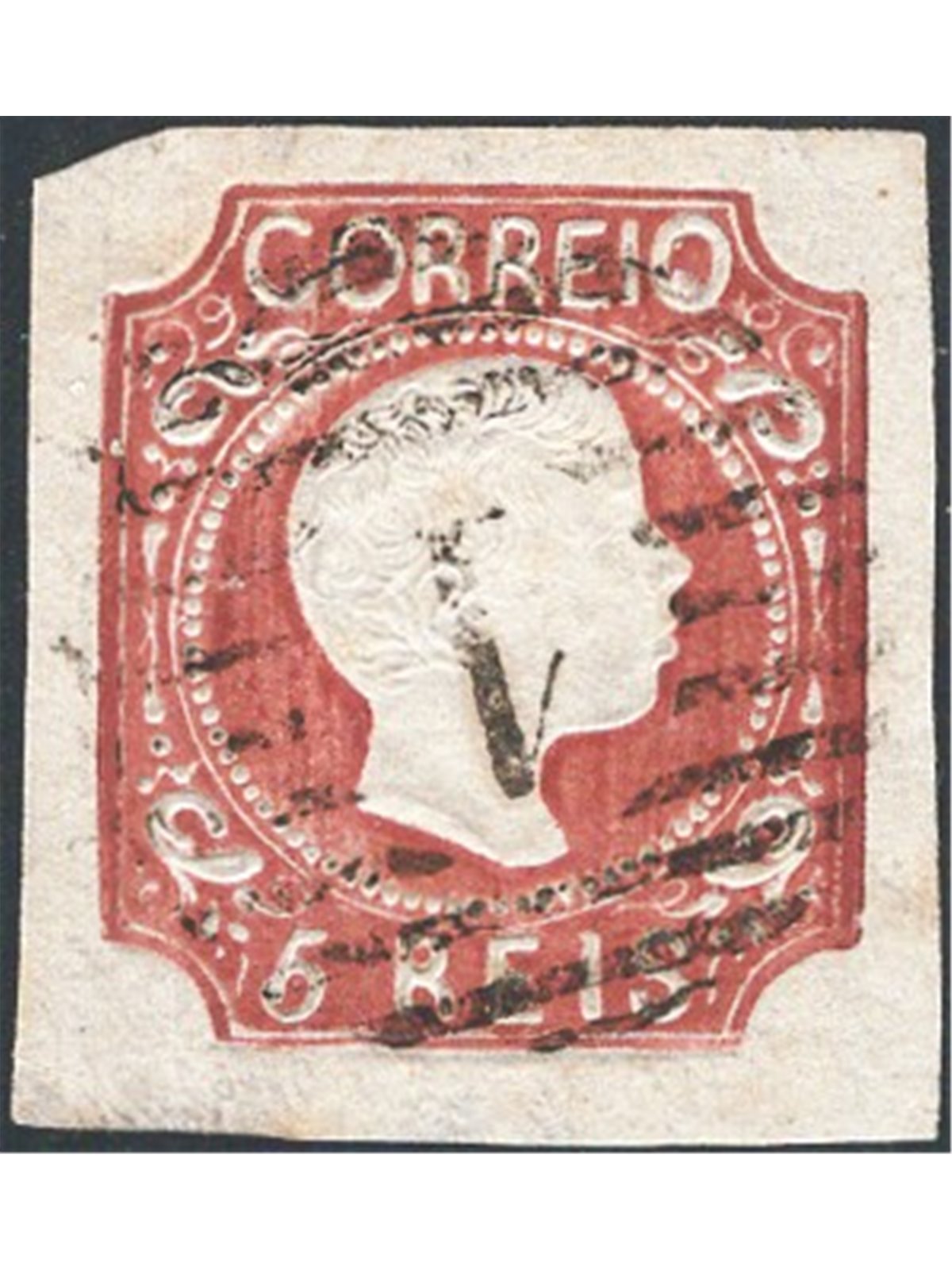 Portugal 1856 King Peter V 5 r. brown-yellow no. 9 Cat. € 70 (U)