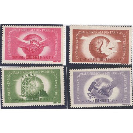 Romania 1945 World Trade Union Congress series no. 882/85 Cat. €112 (**)