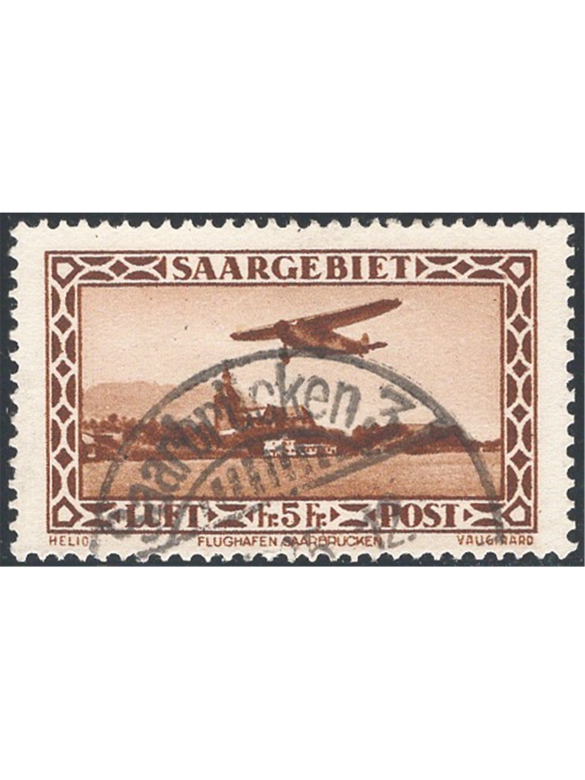 Sarre 1932 P.A. Aerodromo di Sarre 5 fr. bruno n° 4 Cat. € 120 (U)