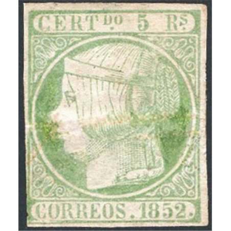 Spagna 1852 Isabella II 5 r. verde n° 15 Cert. Apicella Cat. € 2.700 (*)
