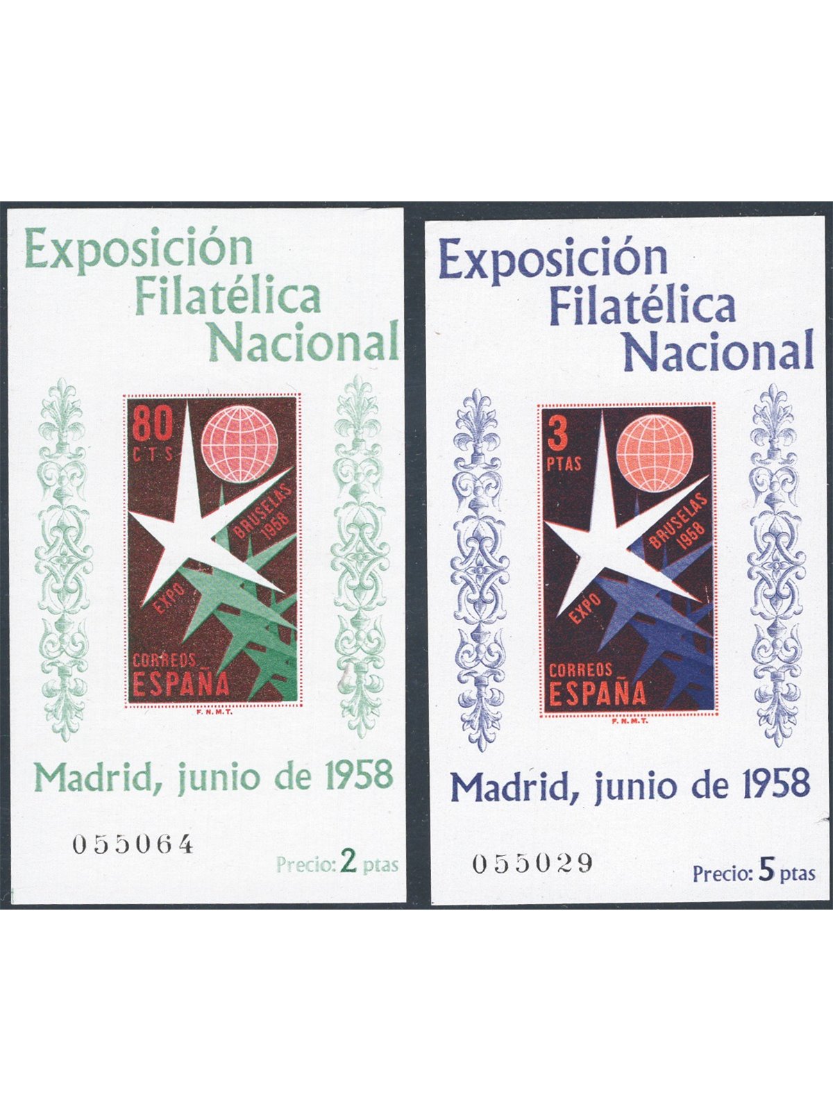 Spain 1958 BF Brussels Exhibition series no. 19/20 Cat. €100 (**)
