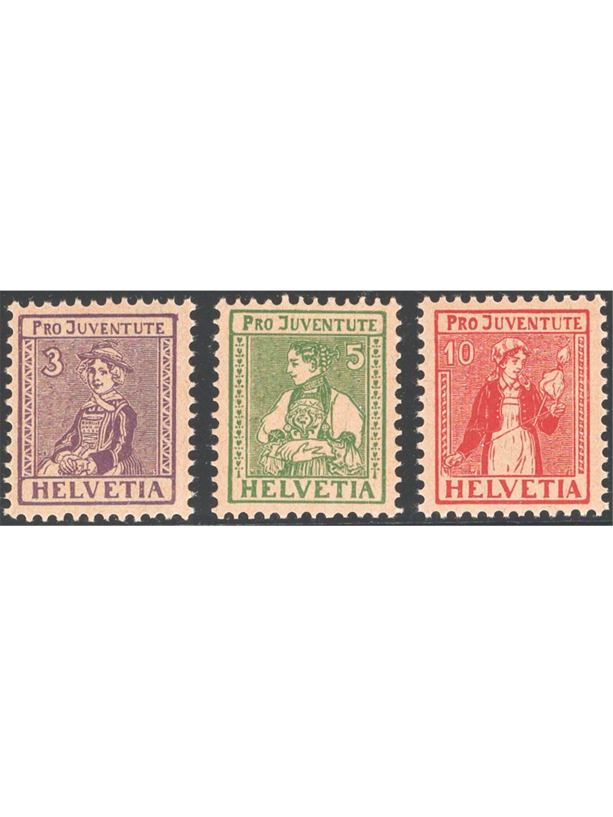 Switzerland 1916 Pro Juventute series no. 154/56 Cat. €115 (**)