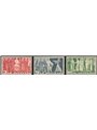 Svizzera 1942 Soggetti storici su carta gialla con fili di seta serie n° 313B/315B Cat. € 80 (*)