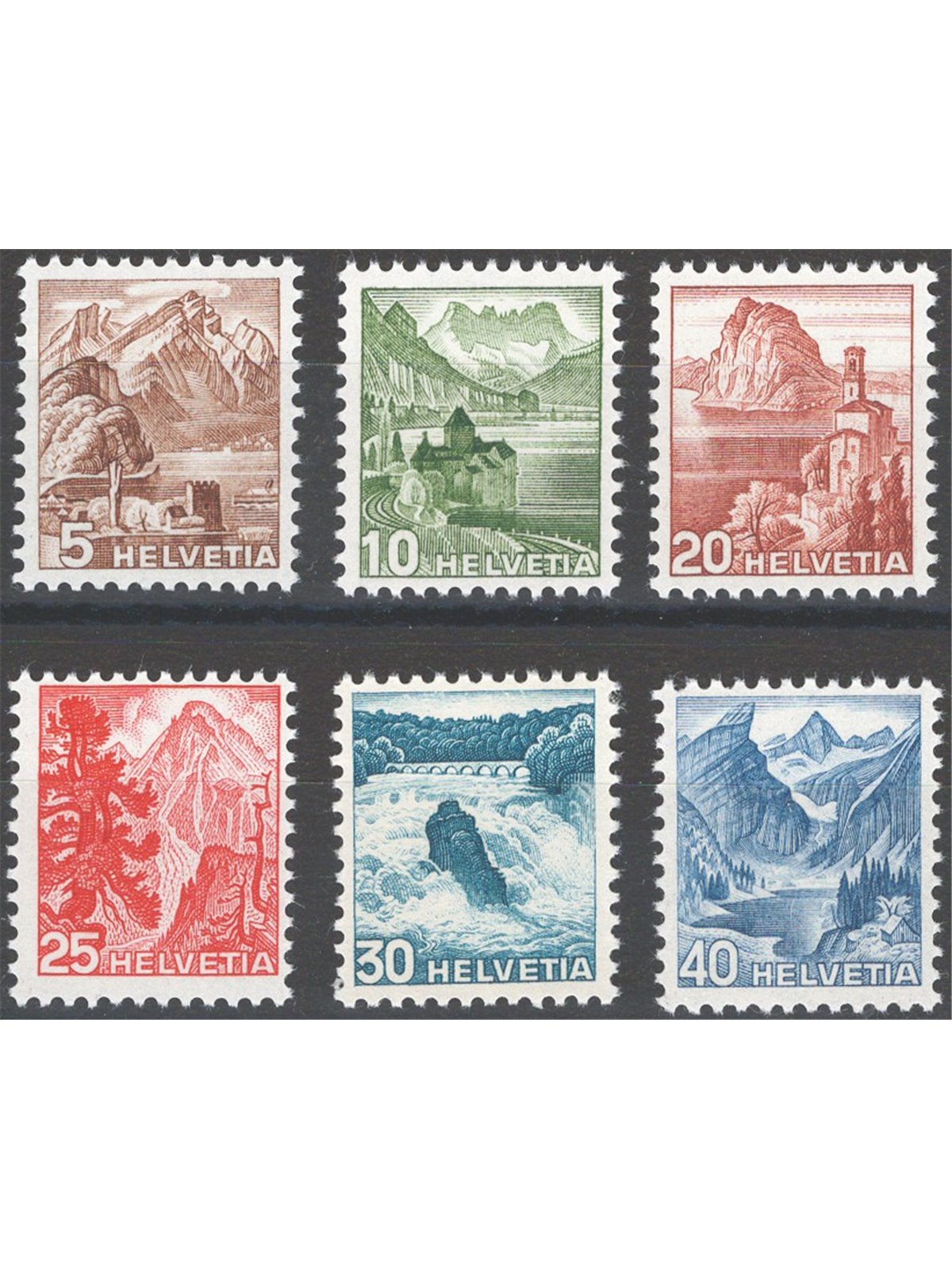 Switzerland 1948 Views series no. 461/66 Cat. €64 (**)