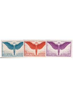 Svizzera 1924/36 P.A. Icaro in volo serie n° 10/12 Cat. € 67 (**)