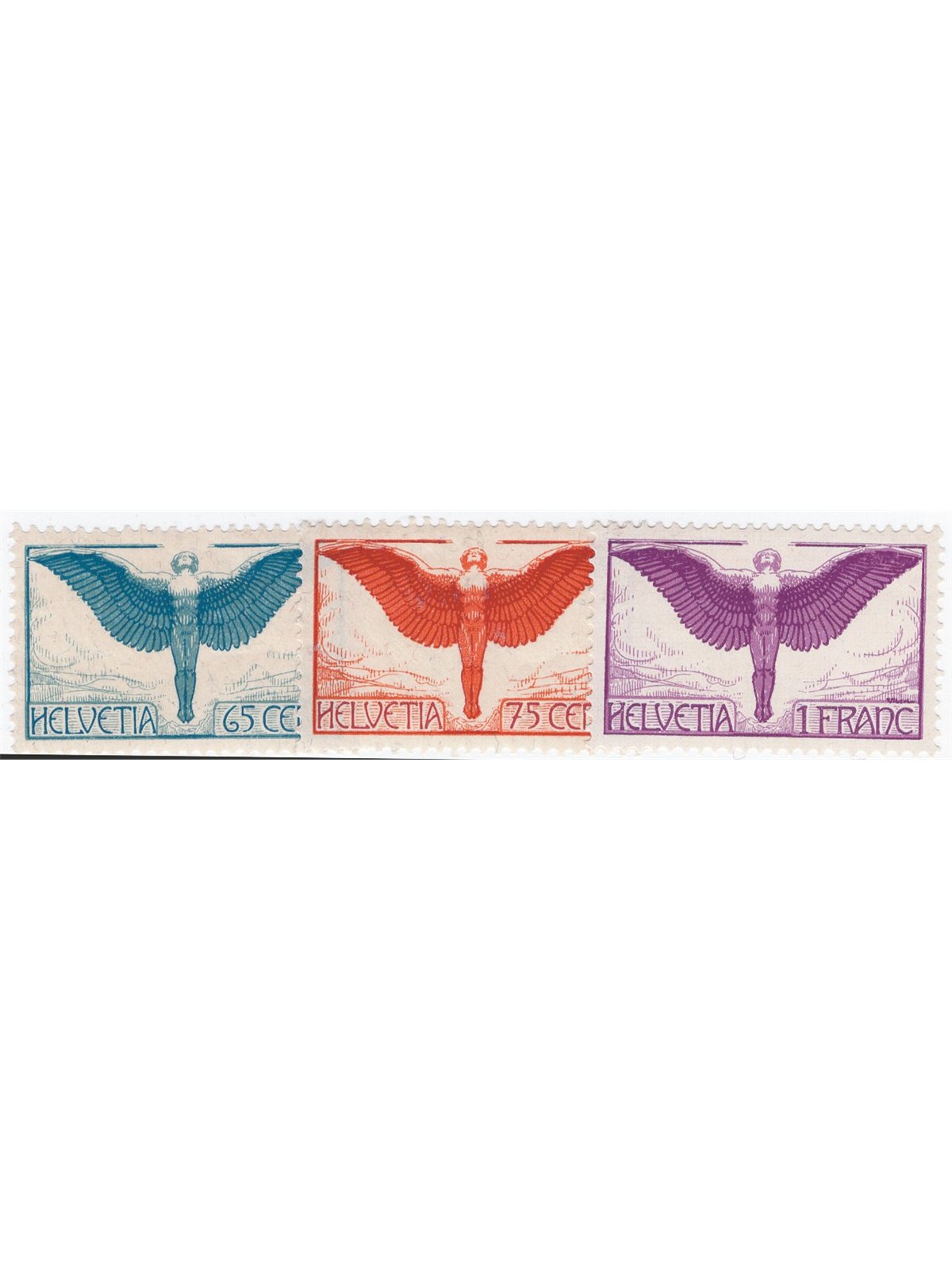 Switzerland 1924/36 P.A. Icarus in Flight series no. 10/12 Cat. €67 (**)