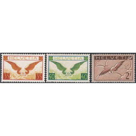 Switzerland 1929/30 P.A. Symbols of Flight series no. 13/15 Cat. €130 (**)